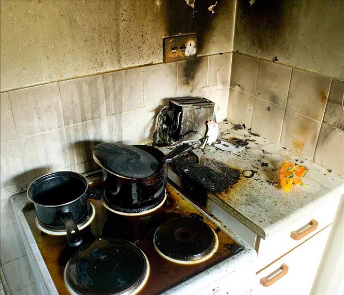 fire damage in kitchen